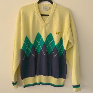 VTG Slazenger Augusta Nat'l Golf Mens L Argyle Cotton Long Sleeve V Neck Sweater